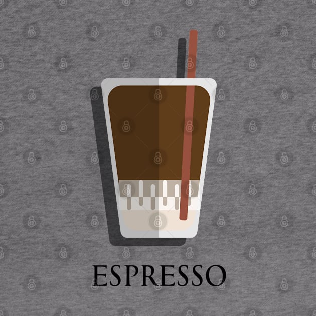 Iced Cold Espresso coffee front view flat design style by FOGSJ